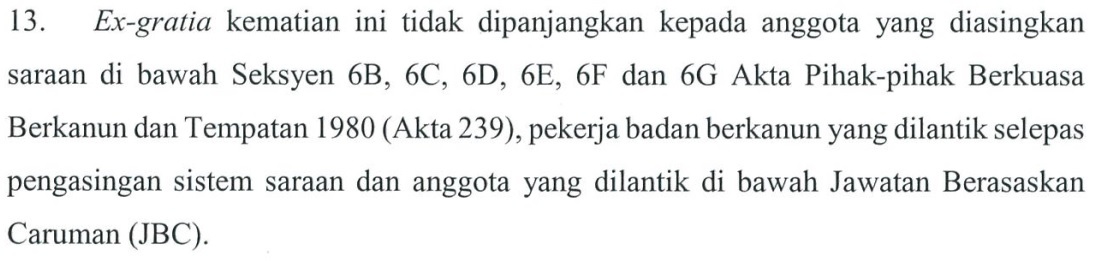 pengecualian dapat ex gratia